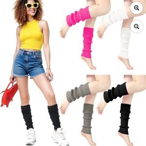 Black Knit Ribbed Leg Warmers 80s Leg Warmers